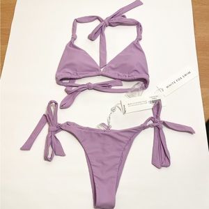 NWT White Fox Caribbean Bikini Top (Medium) St.Barts Bottoms (Large) Purple